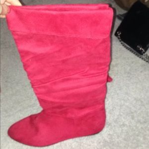 Red Calf-High Boots